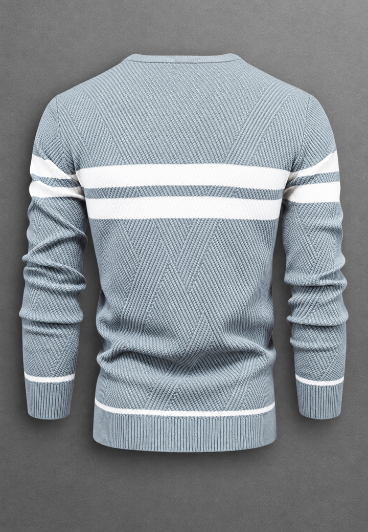 Pull homme à col rond, rayé, en maille texturée - Tobias