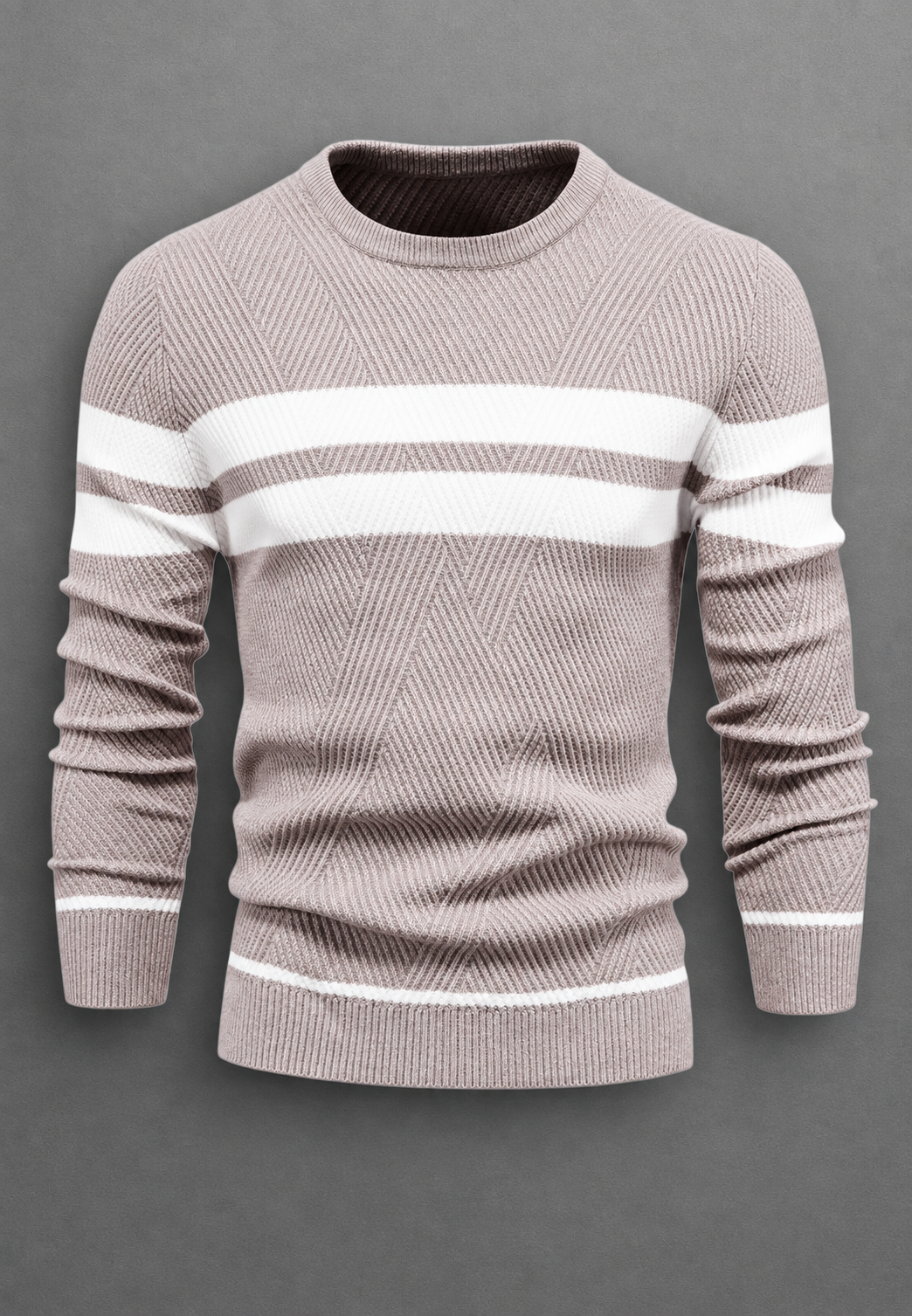 Pull homme à col rond, rayé, en maille texturée - Tobias