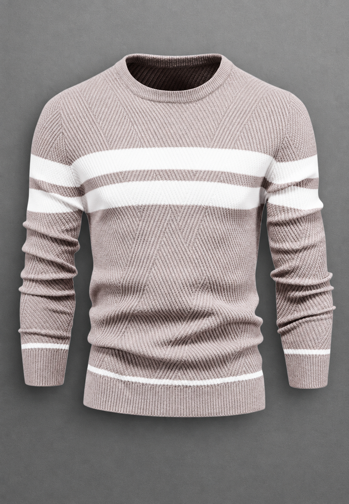 Pull homme à col rond, rayé, en maille texturée - Tobias