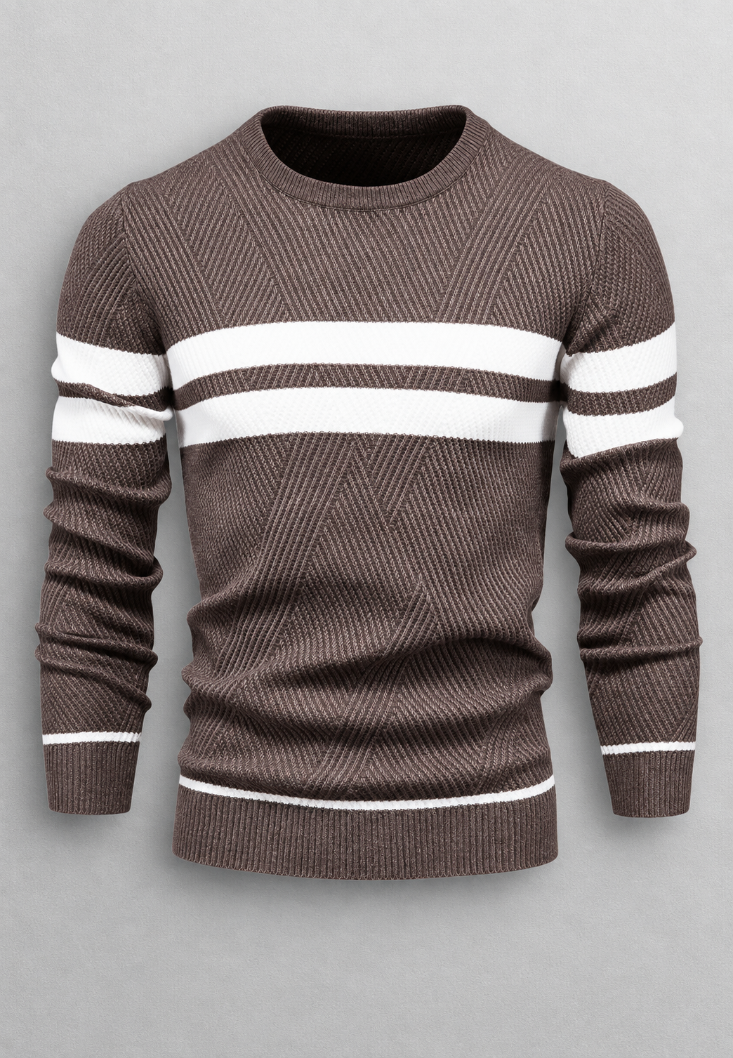 Pull homme à col rond, rayé, en maille texturée - Tobias