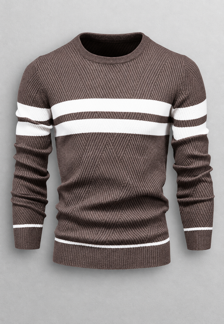Pull homme à col rond, rayé, en maille texturée - Tobias
