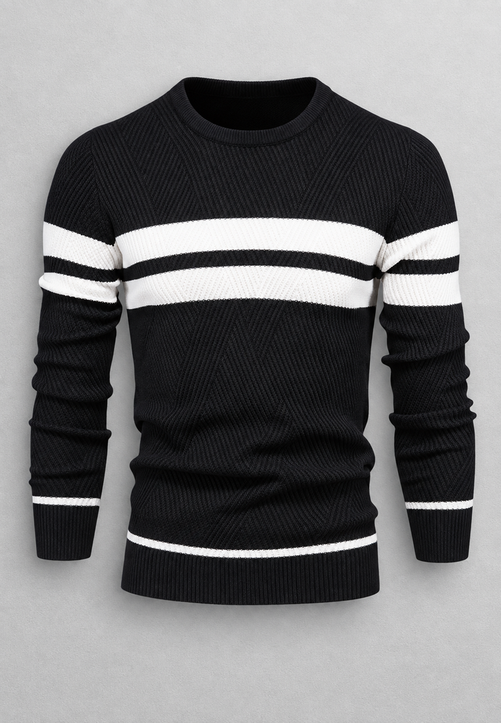 Pull homme à col rond, rayé, en maille texturée - Tobias