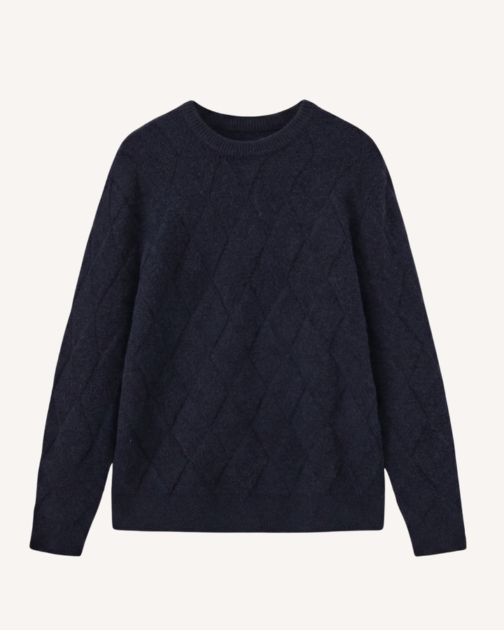 Pull homme à col rond, motif losanges en relief, manches longues - Adriel