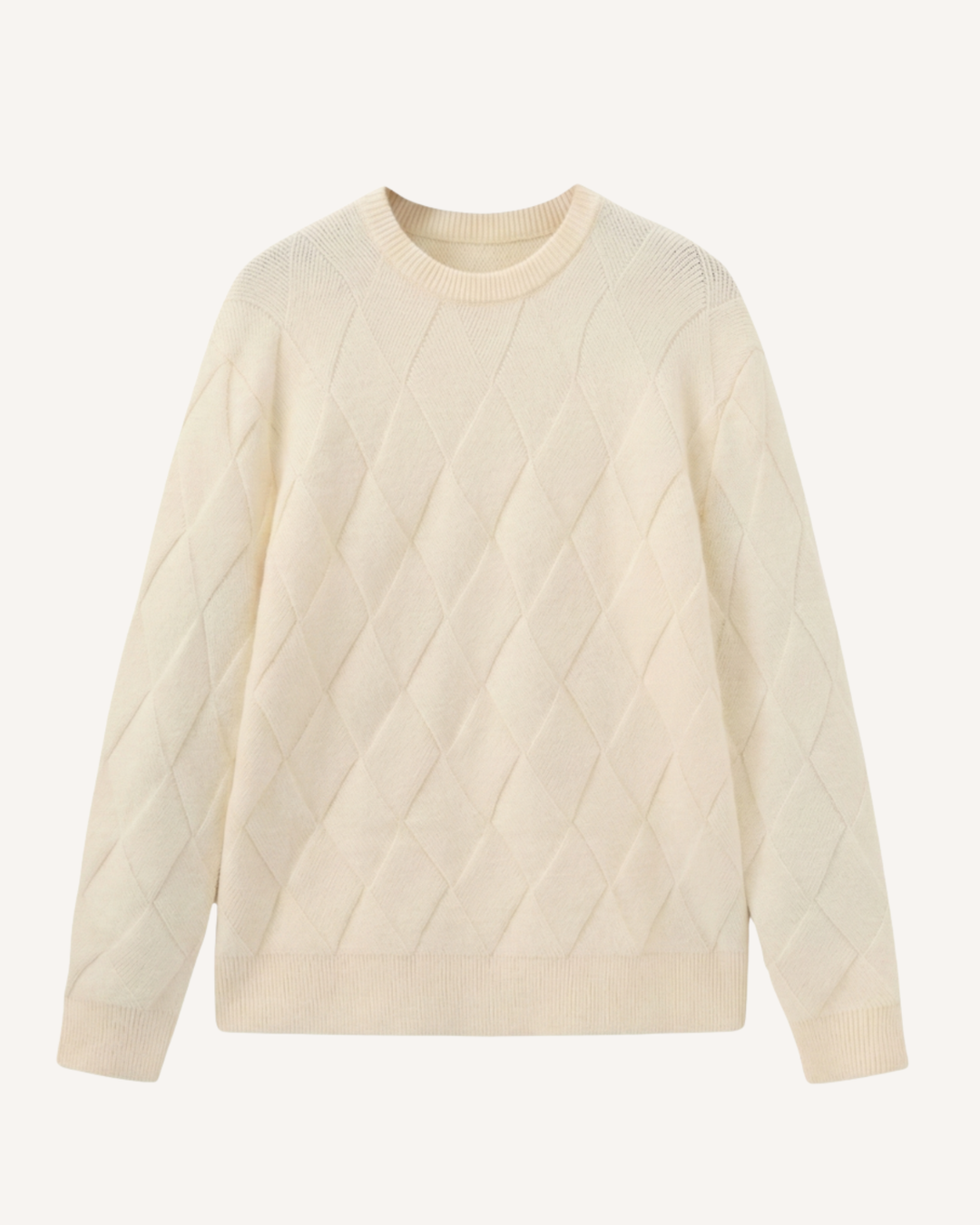 Pull homme à col rond, motif losanges en relief, manches longues - Adriel