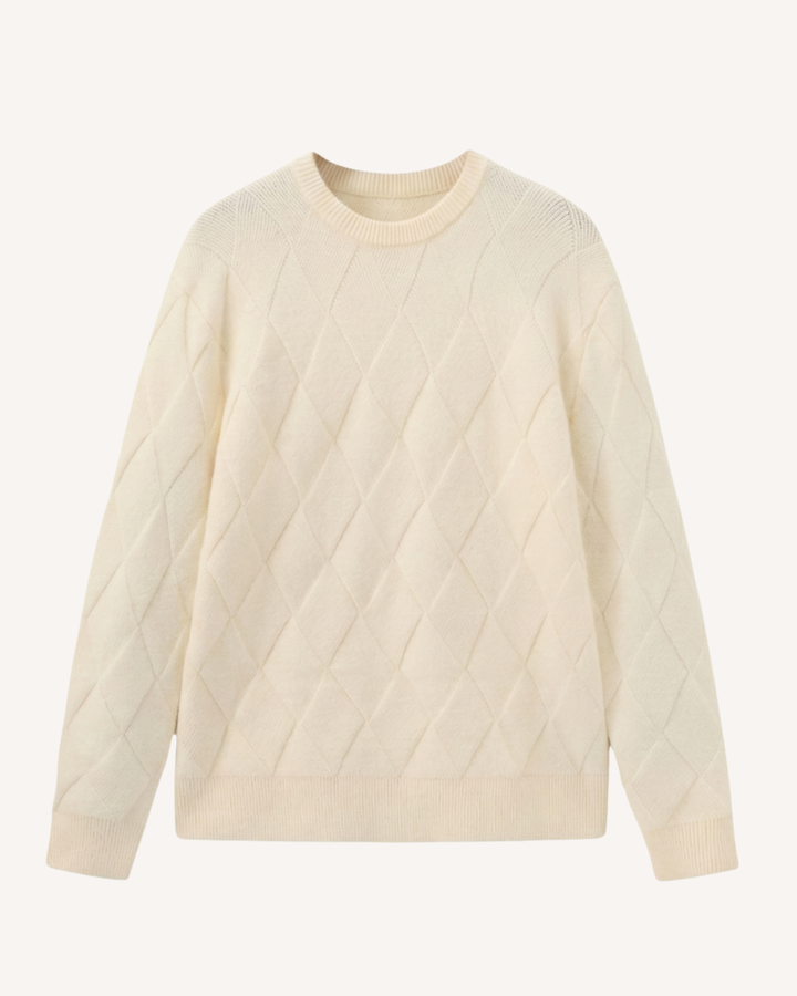 Pull homme à col rond, motif losanges en relief, manches longues - Adriel