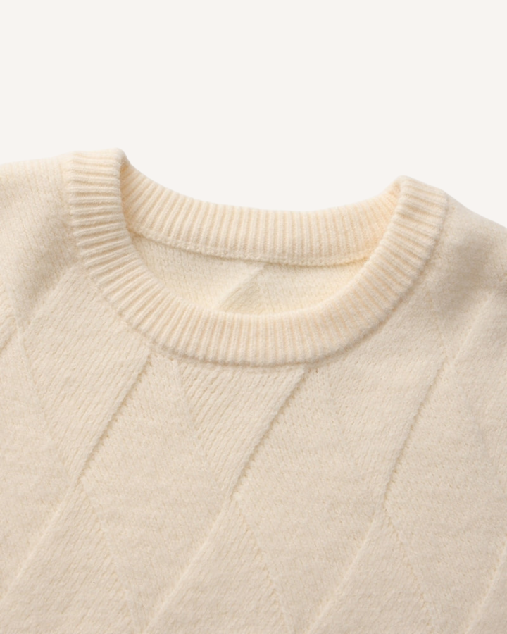 Pull homme à col rond, motif losanges en relief, manches longues - Adriel