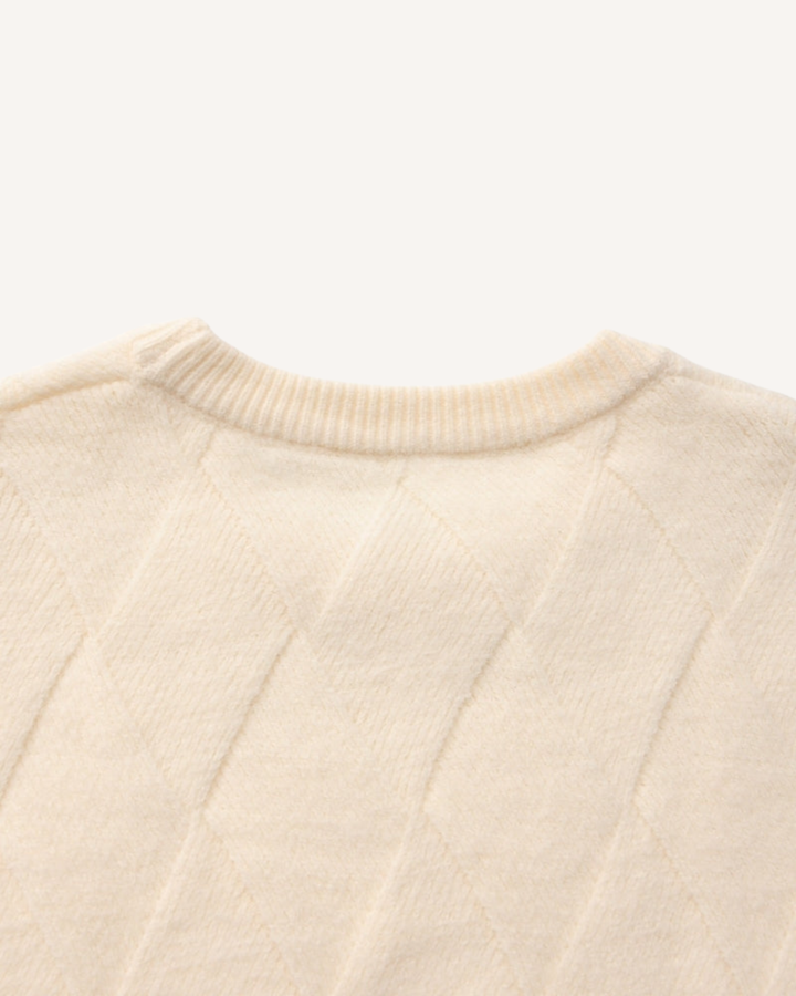 Pull homme à col rond, motif losanges en relief, manches longues - Adriel