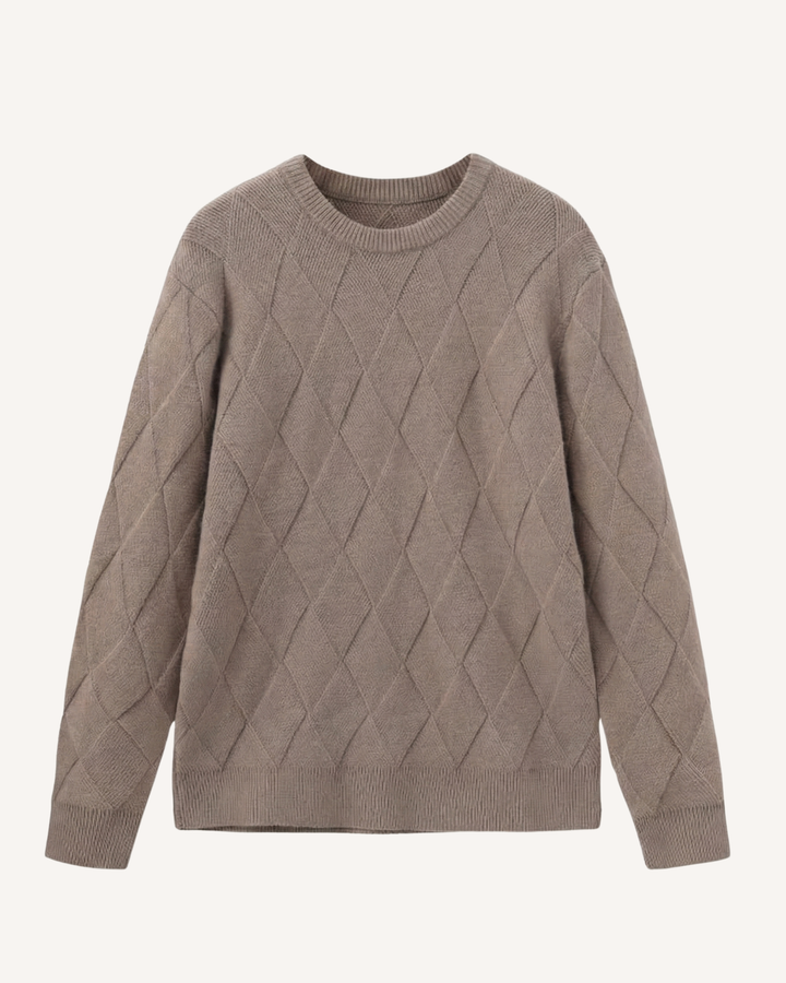 Pull homme à col rond, motif losanges en relief, manches longues - Adriel