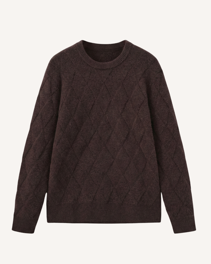 Pull homme à col rond, motif losanges en relief, manches longues - Adriel