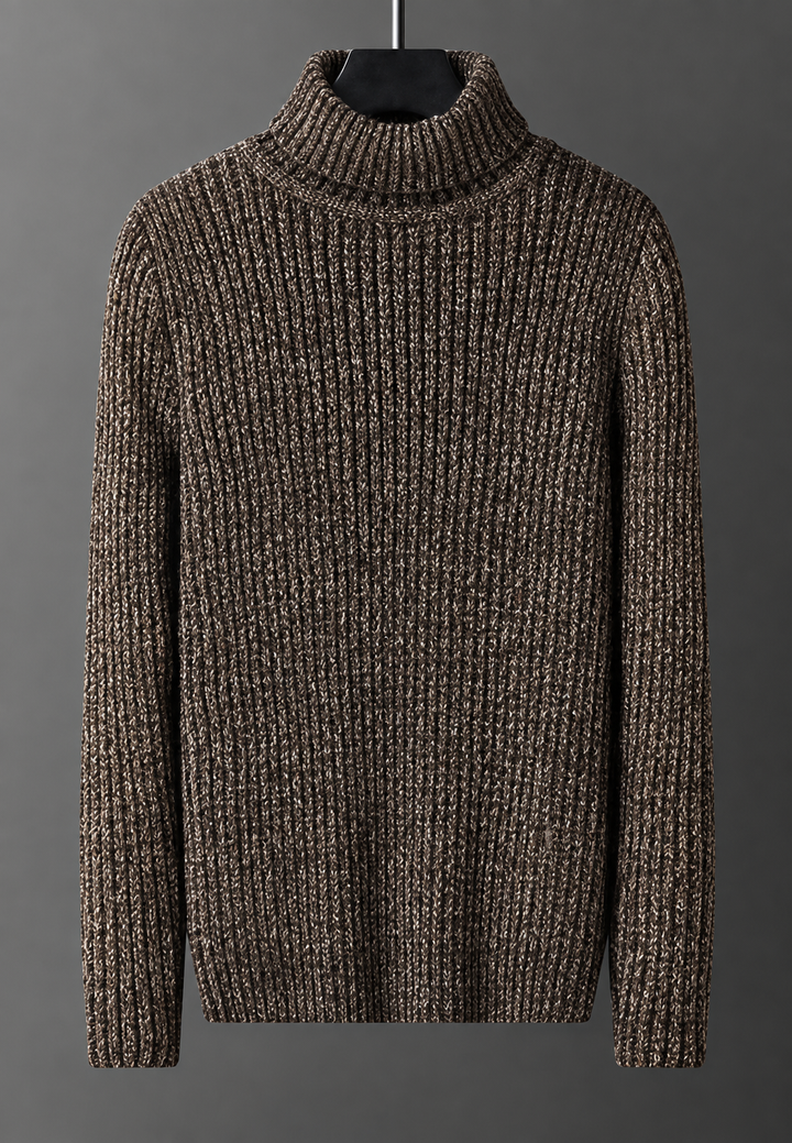 Pull homme à col roulé, maille côtelée à texture marquée - Nereo