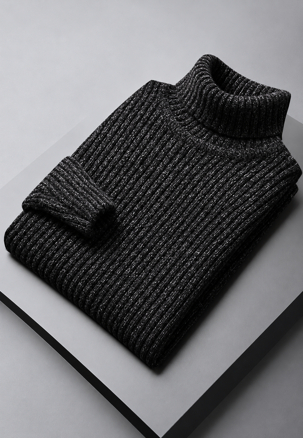 Pull homme à col roulé, maille côtelée à texture marquée - Nereo