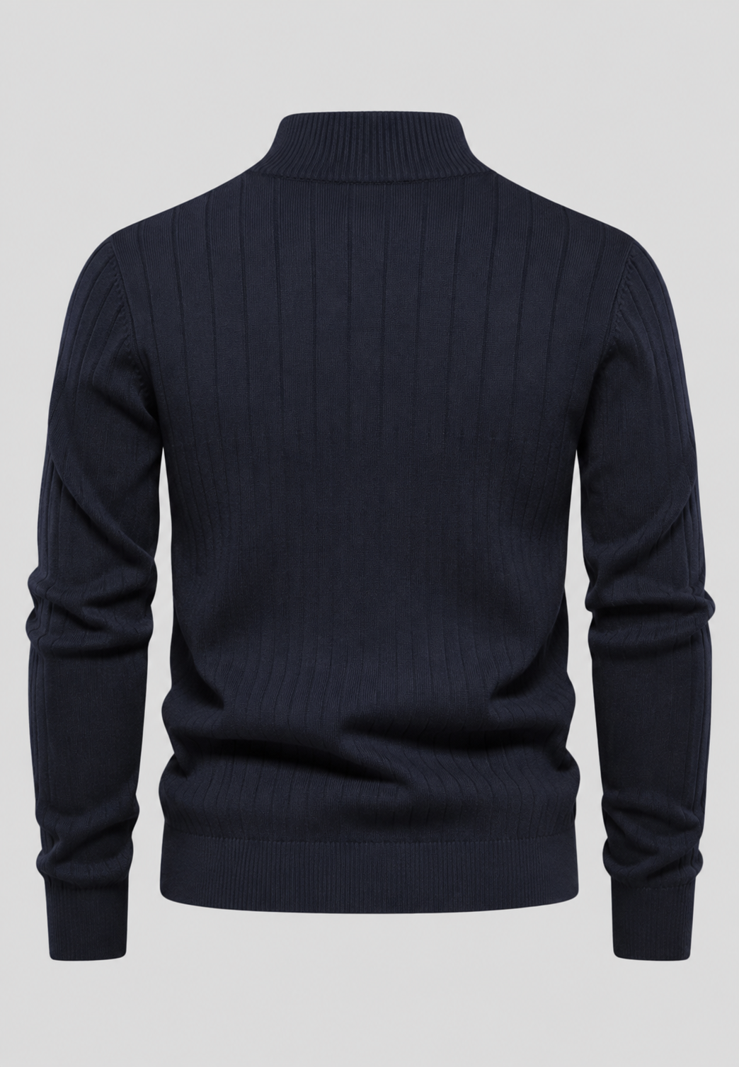 Pull homme à demi-fermeture éclair, col montant et motif côtelé - Mikkel