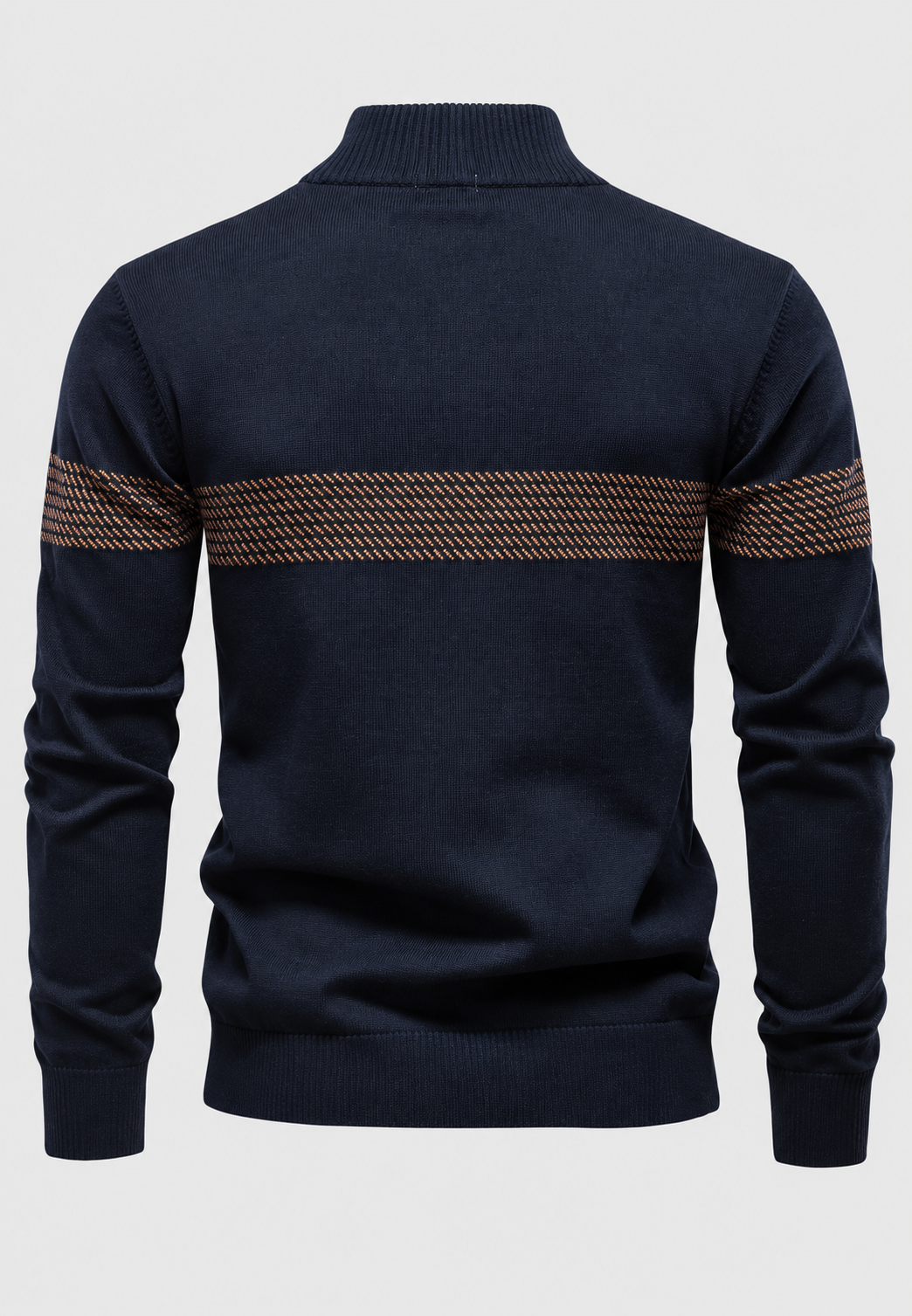 Pull homme à demi-fermeture éclair, col montant et rayures géométriques - Nolan