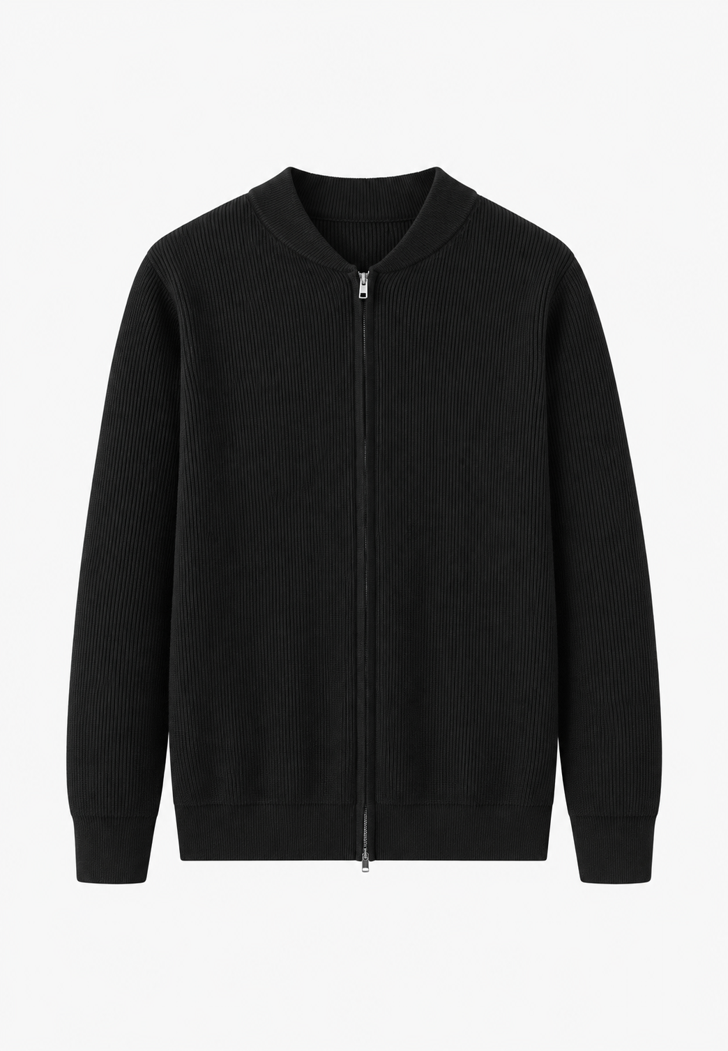 Pull homme en maille côtelée, col montant, demi-fermeture éclair - Blaise