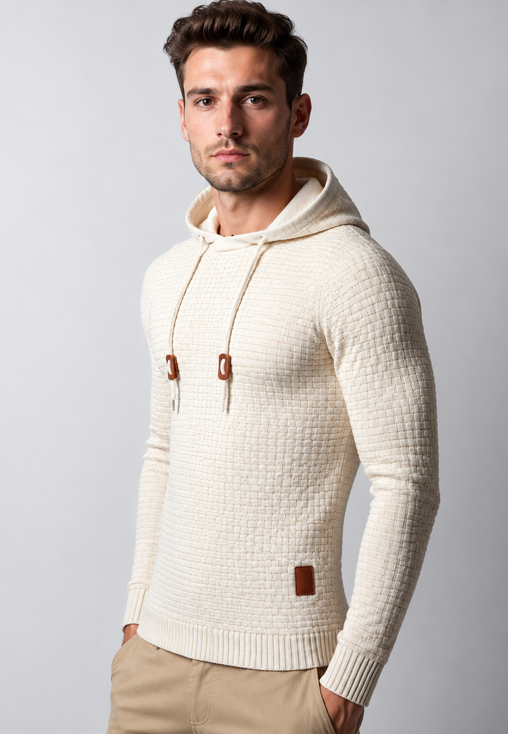 Pull homme en maille texturée avec capuche ajustable - Ciro