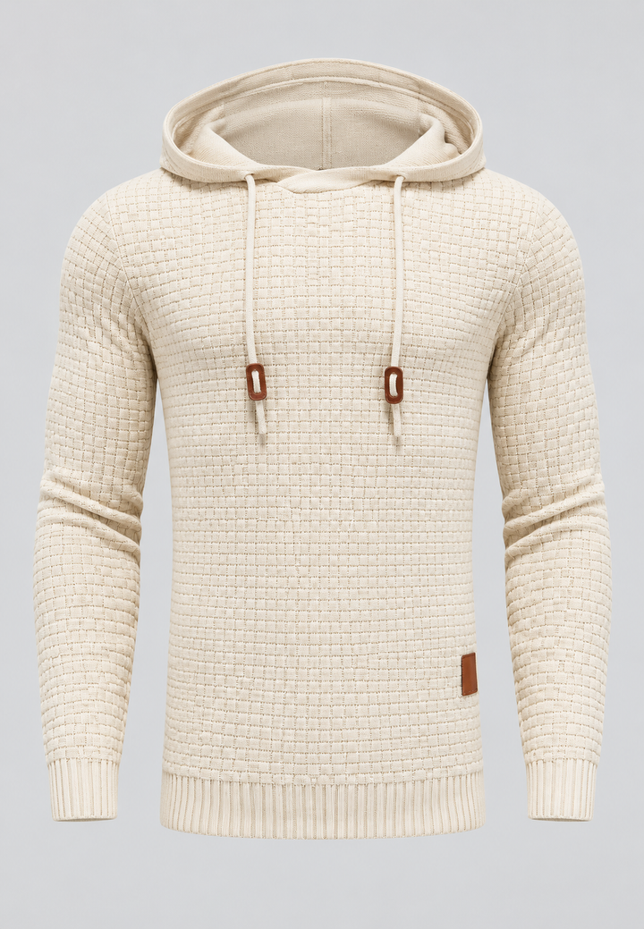 Pull homme en maille texturée avec capuche ajustable - Ciro