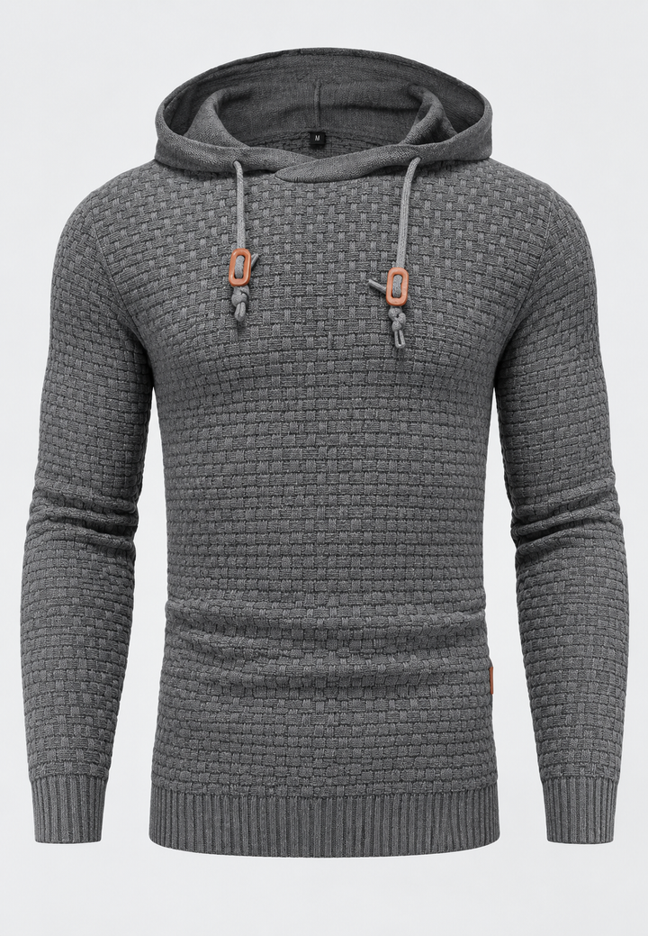 Pull homme en maille texturée avec capuche ajustable - Ciro