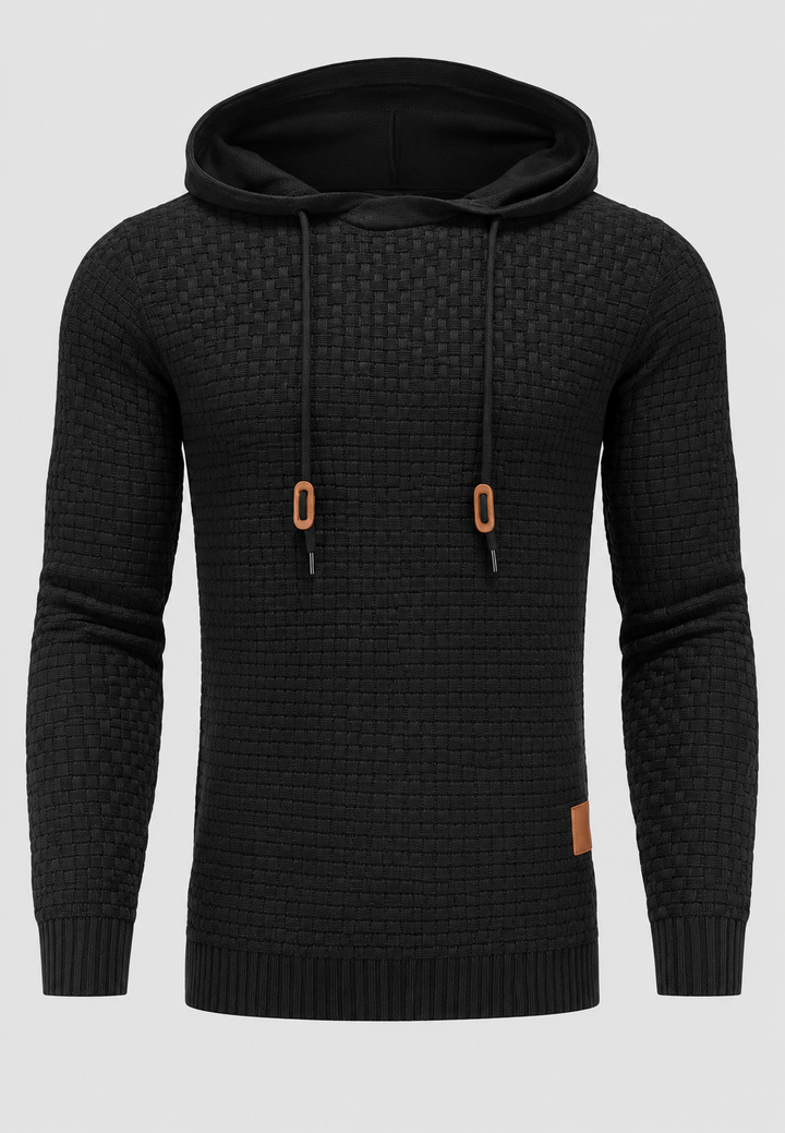 Pull homme en maille texturée avec capuche ajustable - Ciro