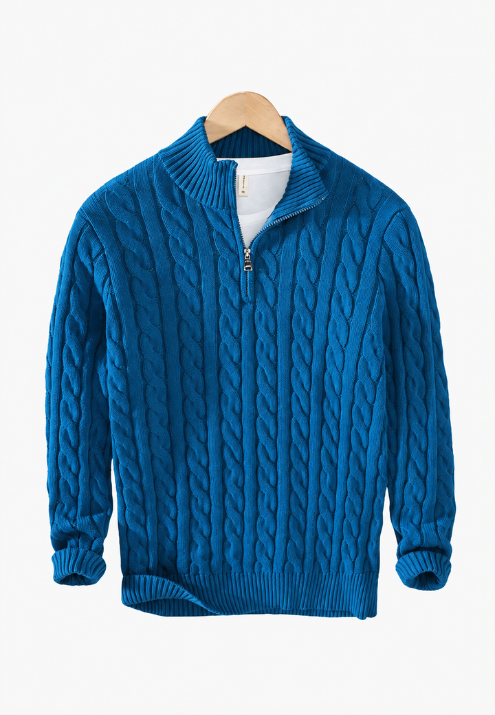 Pull en maille torsadée avec demi-fermeture éclair - Anselme