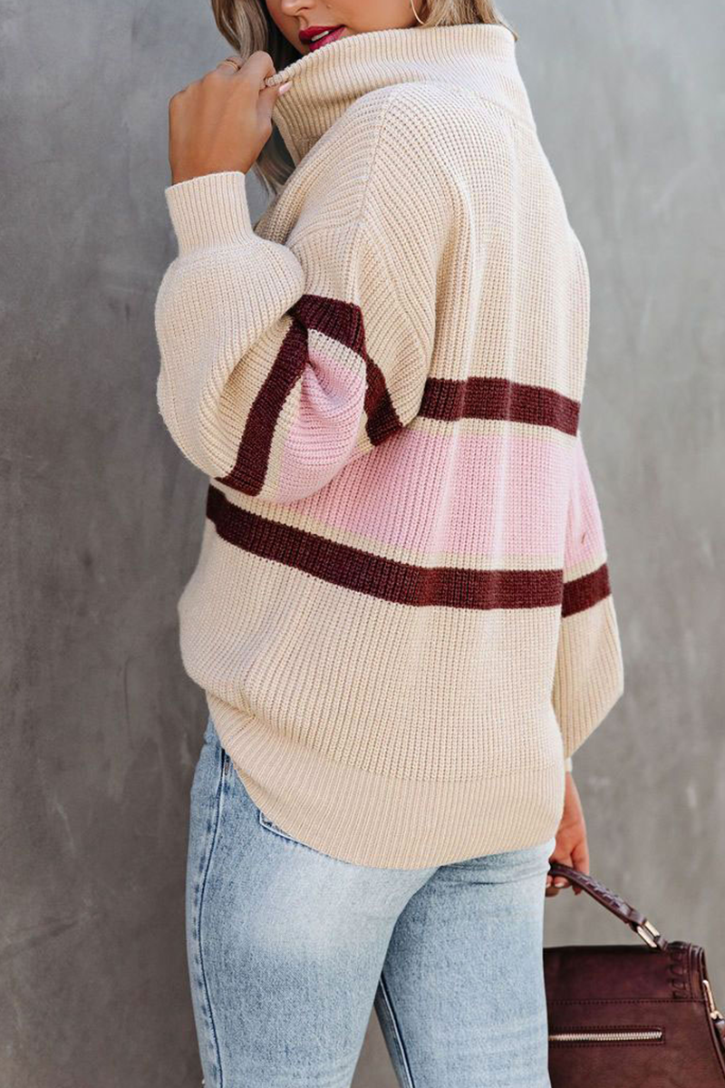 Pull femme à côtes, col montant et demi-fermeture éclair - Ylva