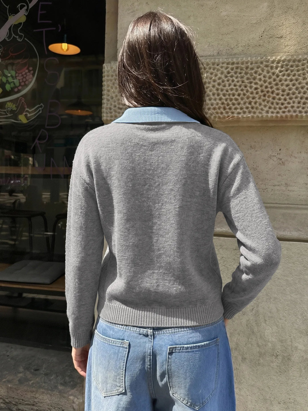 Pull en maille à col chemise pour femme - Tilda