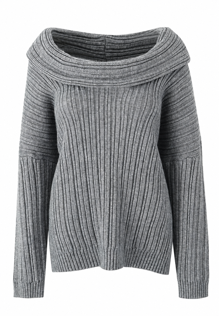 Pull femme à encolure asymétrique et épaule dénudée - Séverine