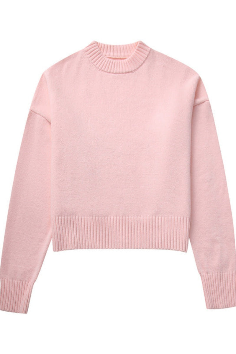 Pull femme ample, maille unie, col rond - Rieke