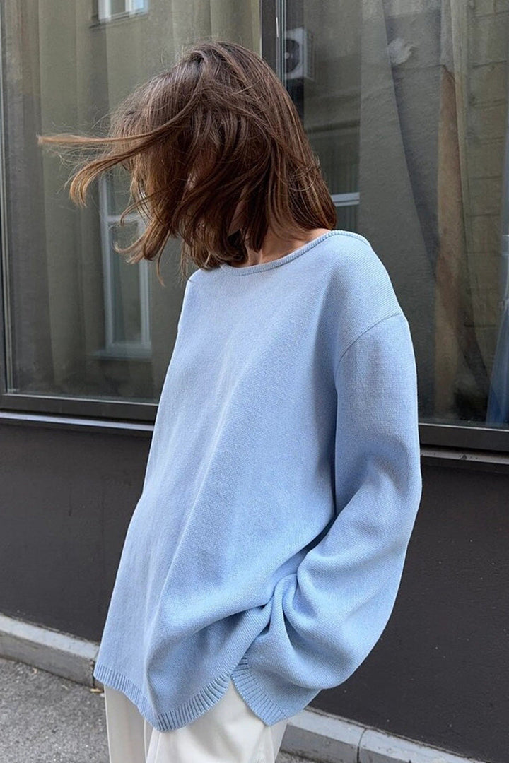 Pull femme oversize à dos nu et manches longues - Mireya
