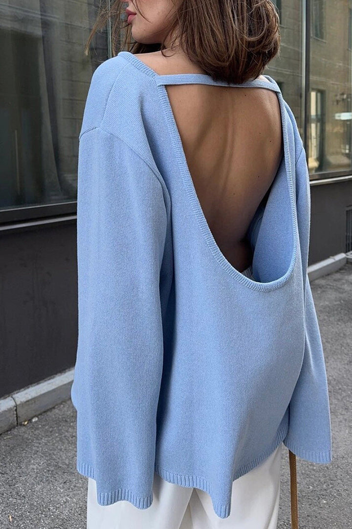 Pull femme oversize à dos nu et manches longues - Mireya