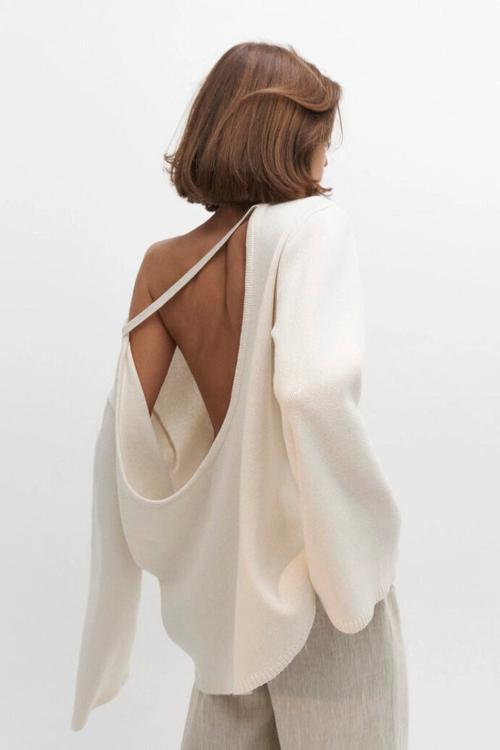 Pull femme oversize à dos nu et manches longues - Mireya