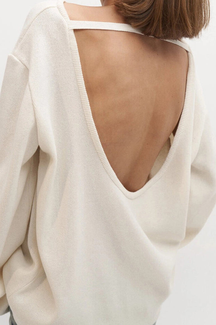 Pull femme oversize à dos nu et manches longues - Mireya