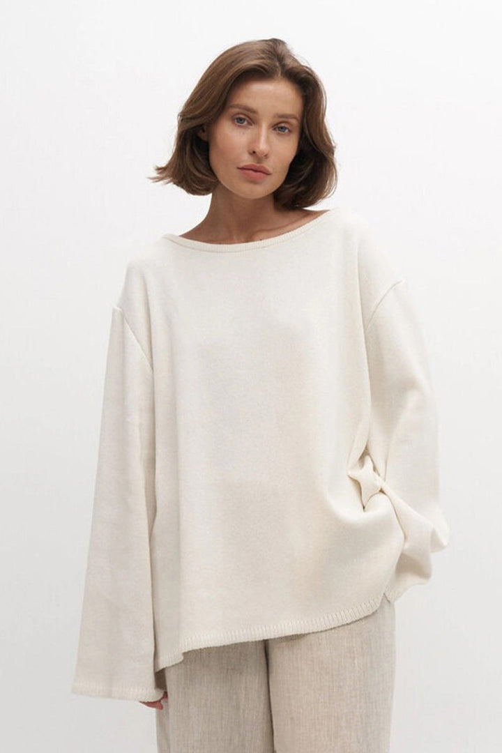 Pull femme oversize à dos nu et manches longues - Mireya