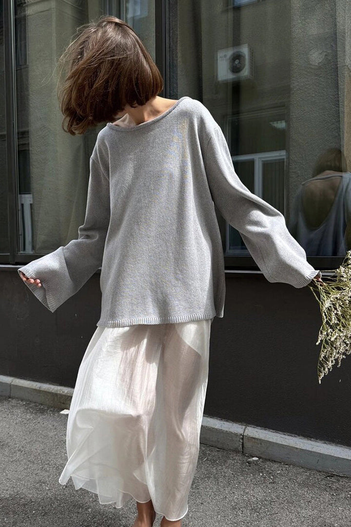 Pull femme oversize à dos nu et manches longues - Mireya
