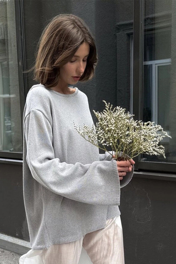 Pull femme oversize à dos nu et manches longues - Mireya