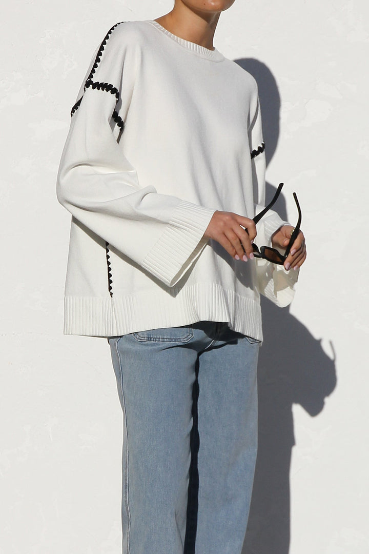 Pull femme oversize à rayures et col montant - Ottilie