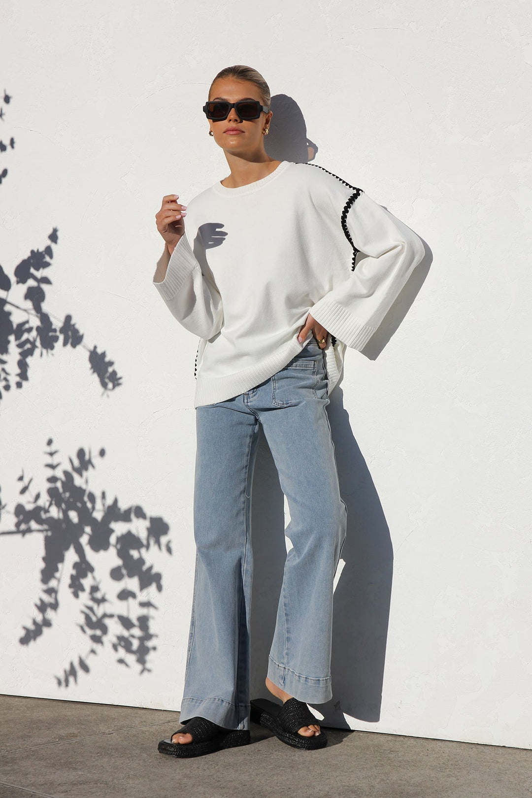 Pull femme oversize à rayures et col montant - Ottilie