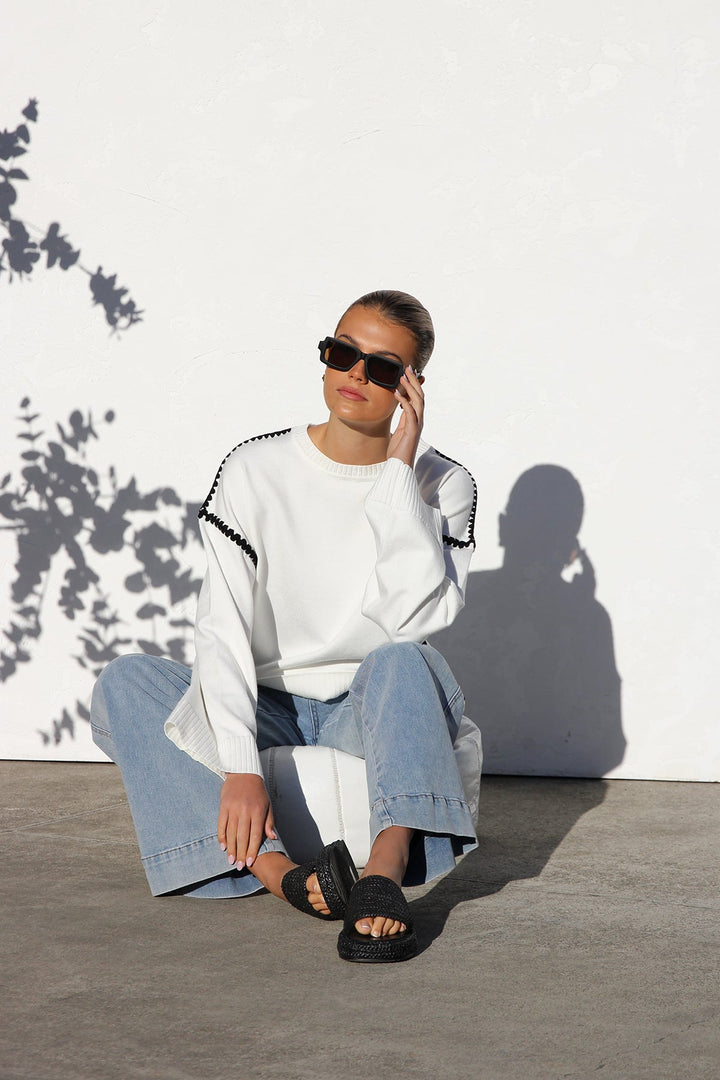 Pull femme oversize à rayures et col montant - Ottilie
