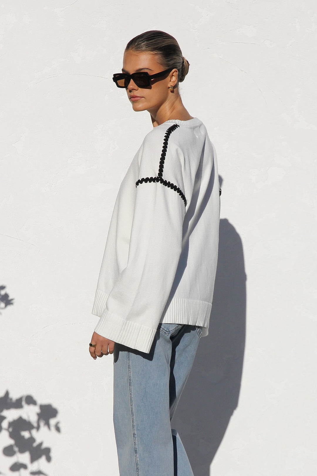 Pull femme oversize à rayures et col montant - Ottilie