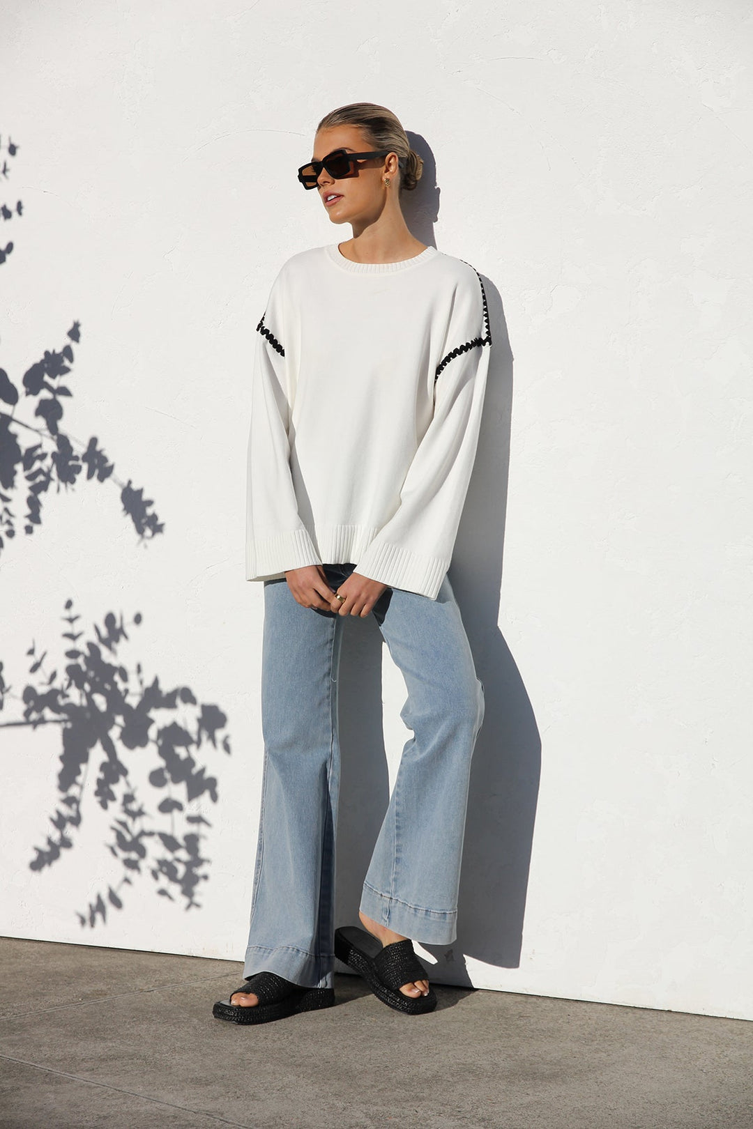 Pull femme oversize à rayures et col montant - Ottilie