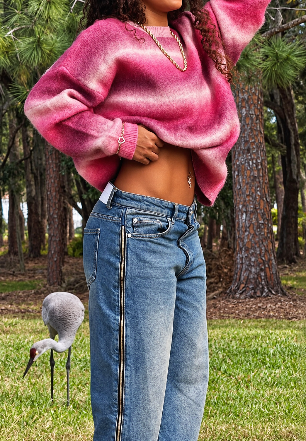 Pull femme en maille dégradée rayures estompées col rond - Rakel