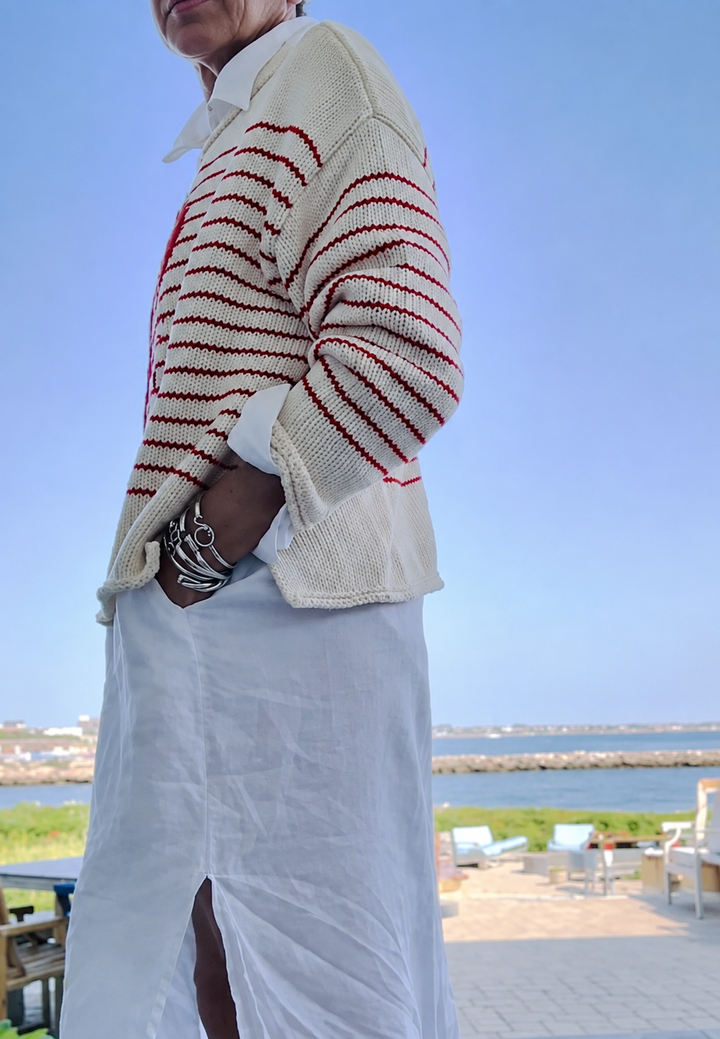Pull femme à rayures avec motif homard, manches longues - Agnès