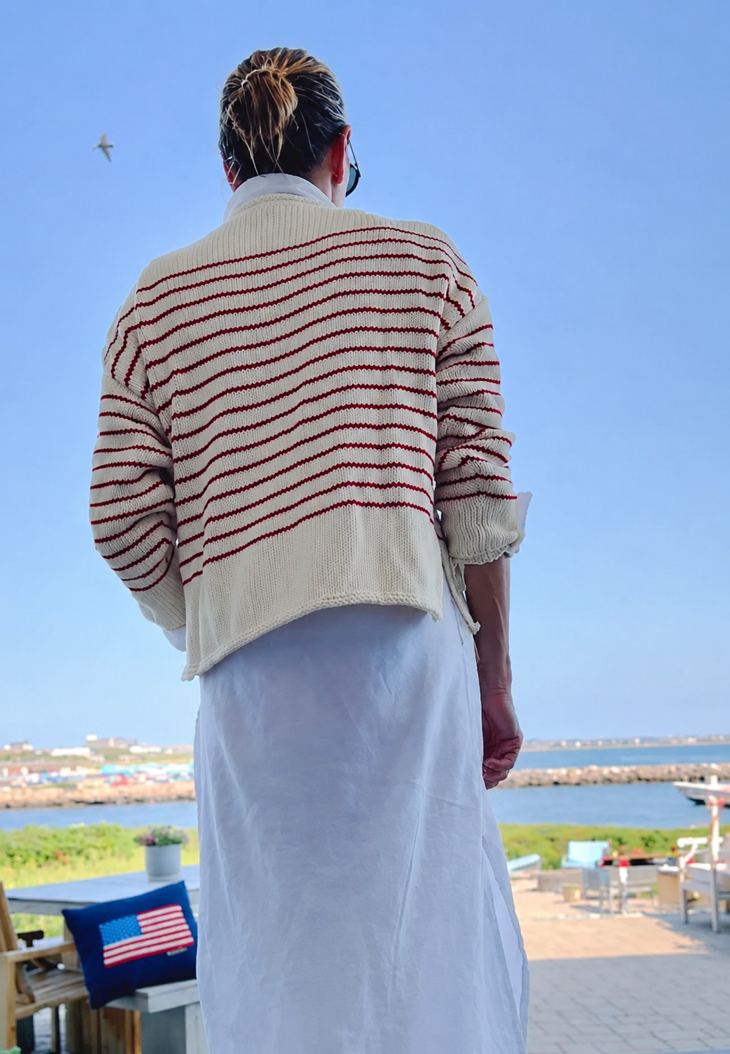 Pull femme à rayures avec motif homard, manches longues - Agnès