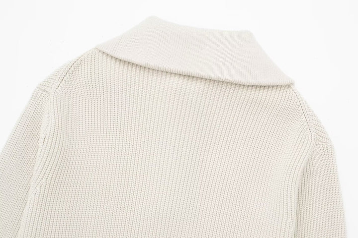 Pull femme à rayures, demi-fermeture éclair, col montant - Holly