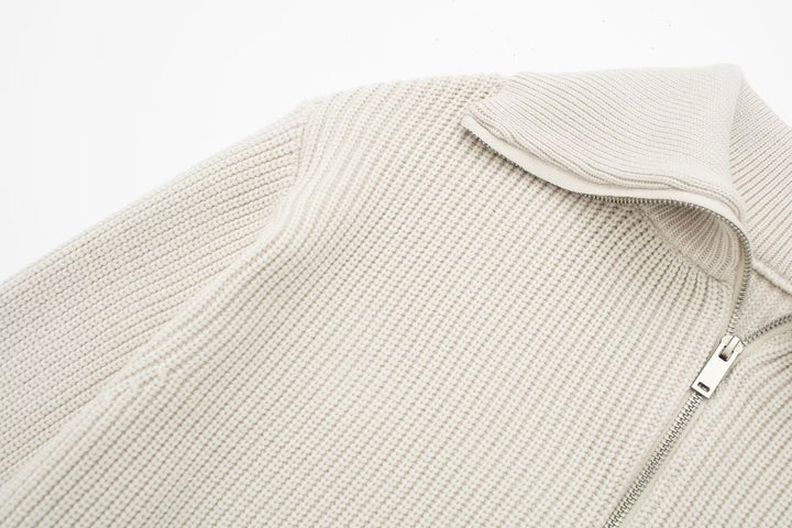 Pull femme à rayures, demi-fermeture éclair, col montant - Holly