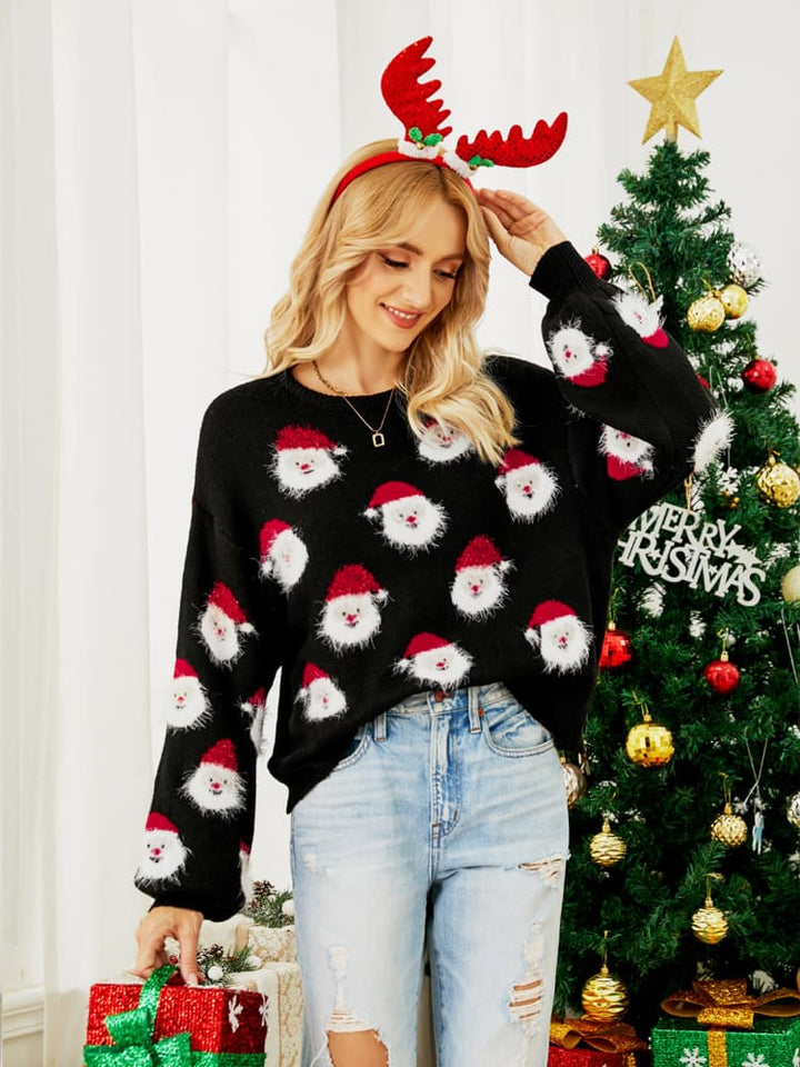 Pull de Noël pour femme à manches longues « Père Noël » - Narela