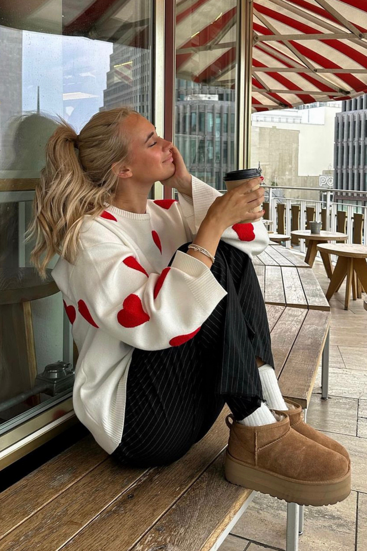 Pull oversize en maille avec des cœurs - Barissa