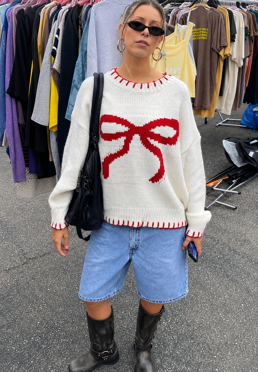 Pull oversize en maille jacquard à nœuds - Conny