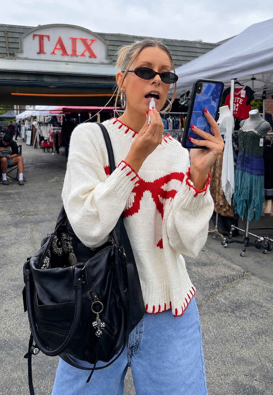 Pull oversize en maille jacquard à nœuds - Conny