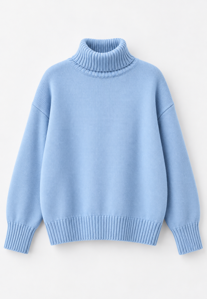 Pull oversize femme col roulé épaules tombantes maille lisse - Eirwen