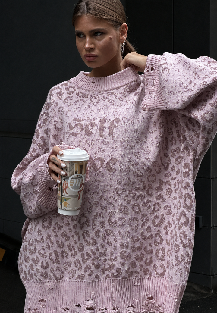 Pull oversize pour femme à imprimé graphique et détails déchirés - Liora